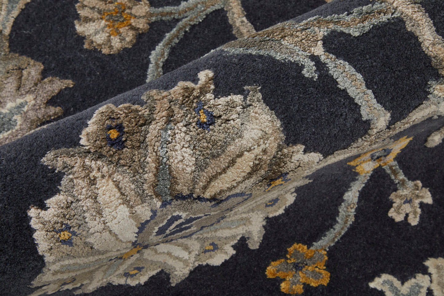 Prescott Traditional/Bohemian & Eclectic/French & Victorian Floral & Botanical/Scroll/Paisley Blue/Silver/Gray - Feizy Rug