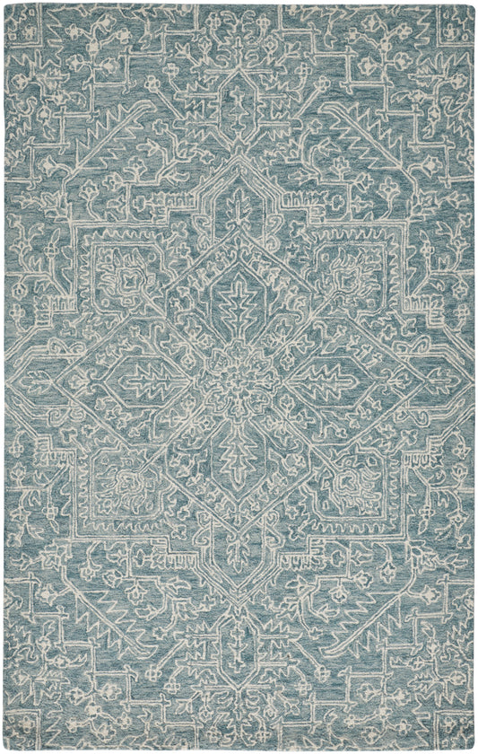 Belfort Transitional/Vintage/Classic Medallion/Damask/Floral & Botanical Blue/Ivory/Green - Feizy Rug