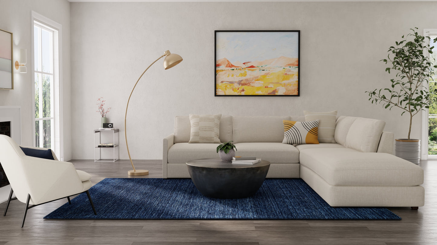 Luna Modern/Casual Blue Round Rug