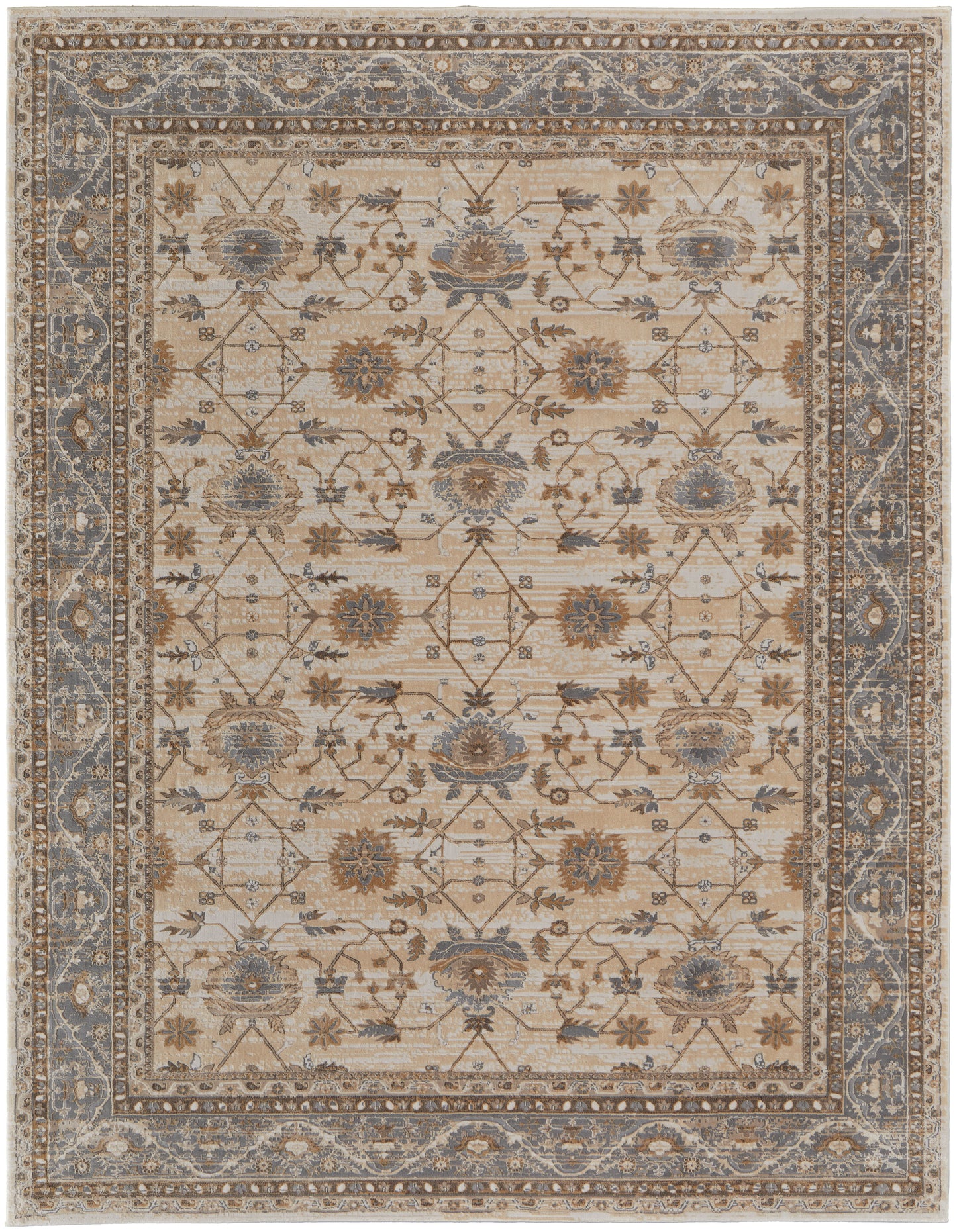 Celene Traditional/Luxury & Glam/Vintage Tan/Ivory/Gray Area Rug