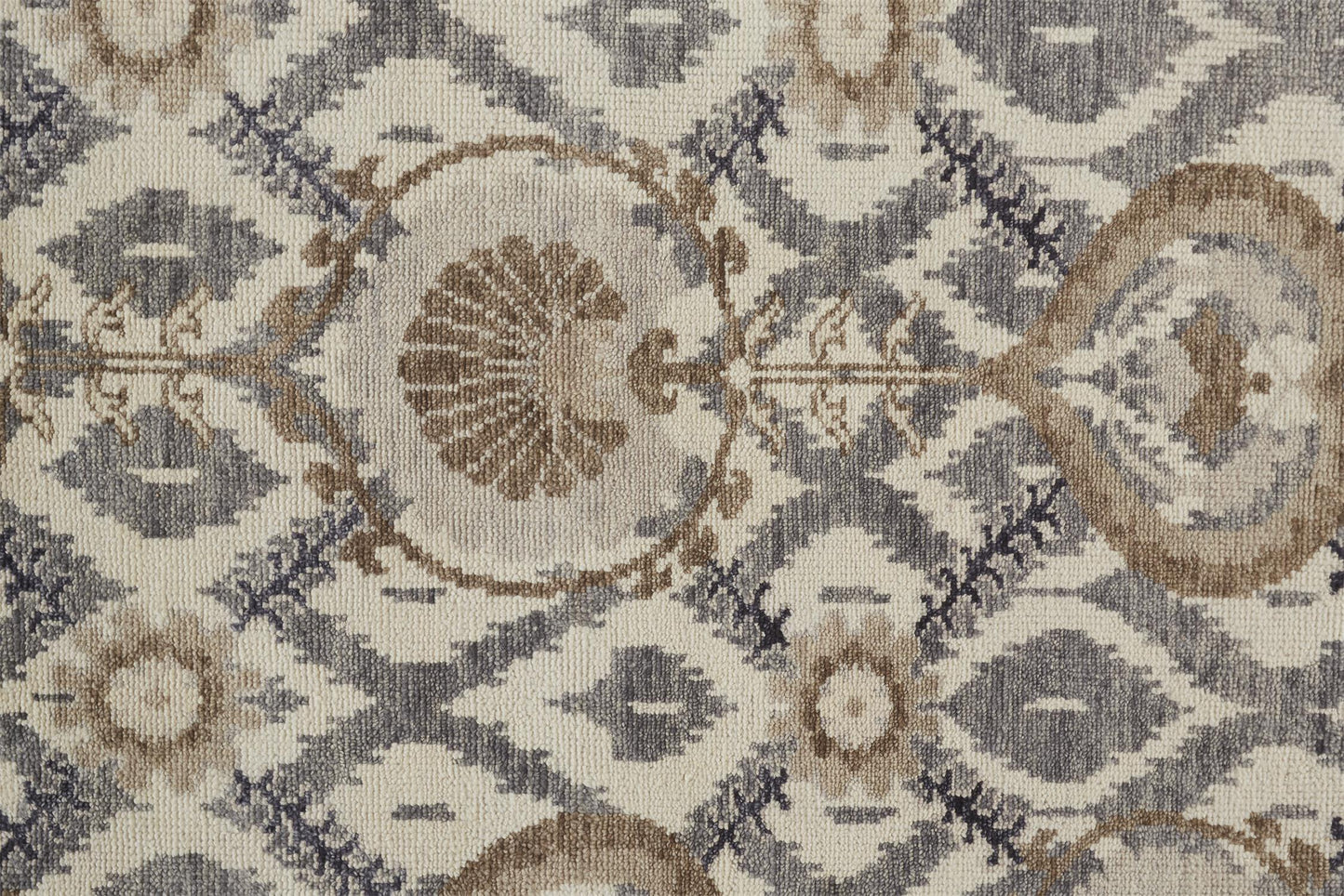 Beall Traditional/Bohemian & Eclectic Ivory/Gray/Taupe Runner  Feizy Rugs Small Parcel,Feizy Rugs,Beall,Ivory/Gray/Taupe,2'6" x 8',Runner,Wool,Traditional/Bohemian & Eclectic,India