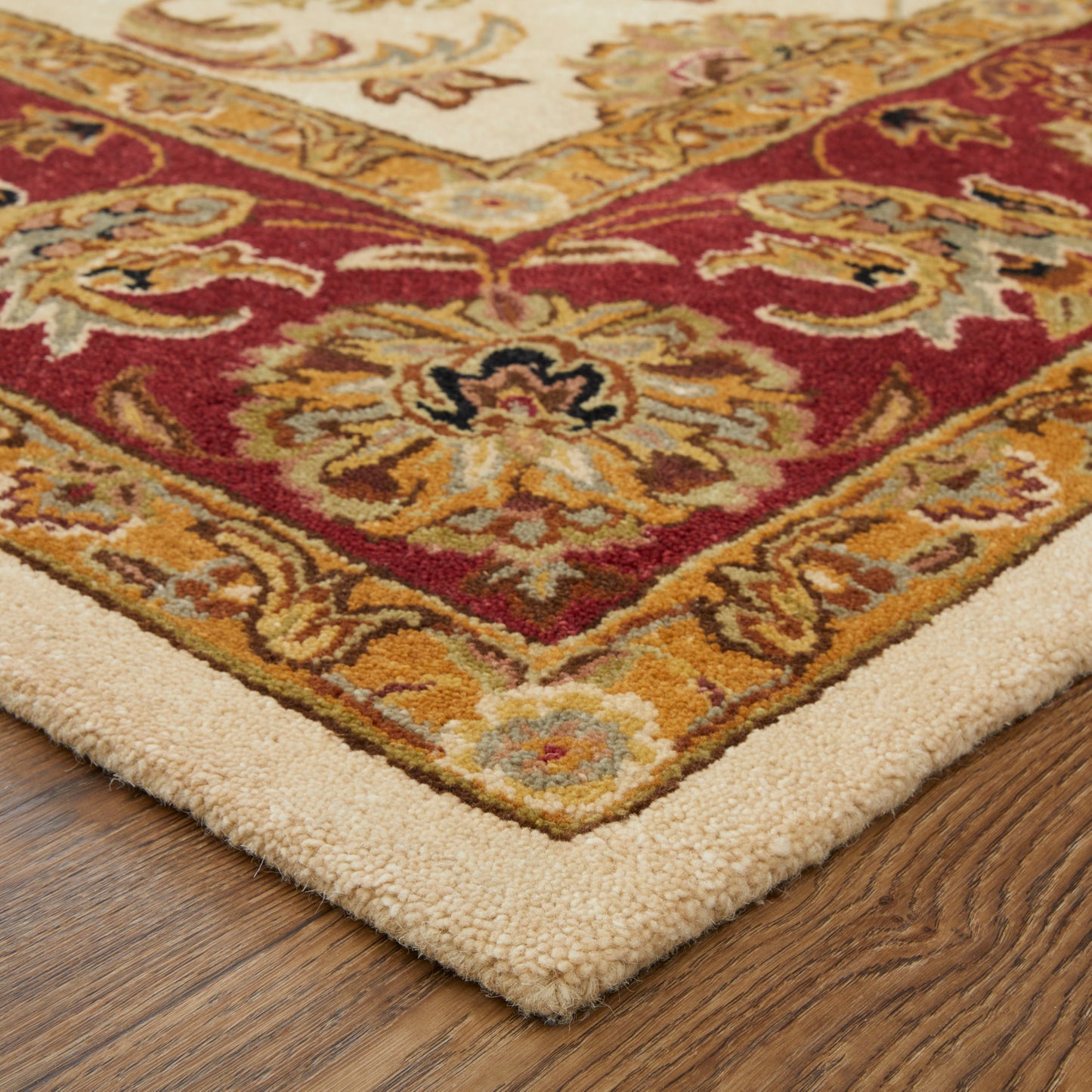 Wagner Traditional/Classic/Vintage Oriental/Persian/Bordered Tan/Gold/Red - Feizy Rug
