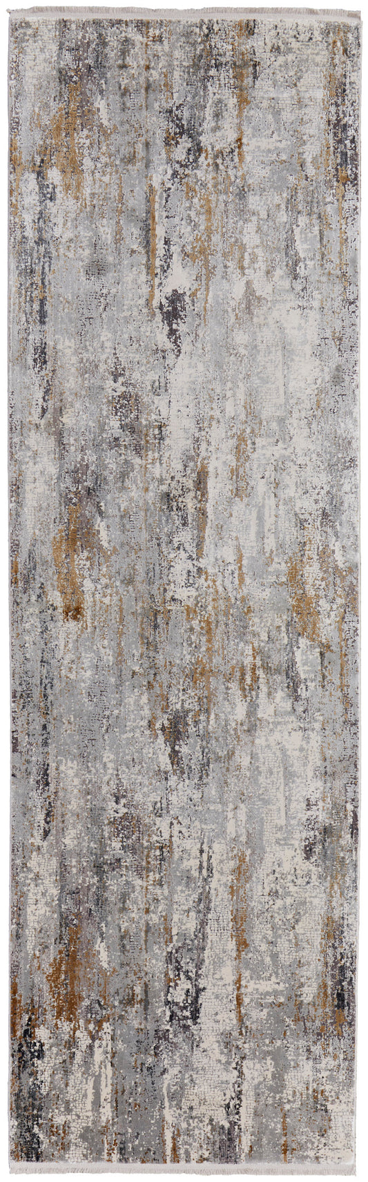 Cadiz Modern/Casual/Industrial Ivory/Gray/Gold Runner  Feizy Rugs Small Parcel,Feizy Rugs,Cadiz,Ivory/Gray/Gold,3'1" x 10',Runner,Viscose/Acrylic,Modern/Casual/Industrial,Turkey