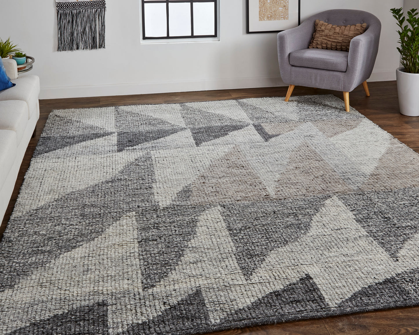 Alford Modern/Bohemian & Eclectic/Rustic Geometric/Gradient & Ombre Ivory/Gray/Taupe - Feizy Rug
