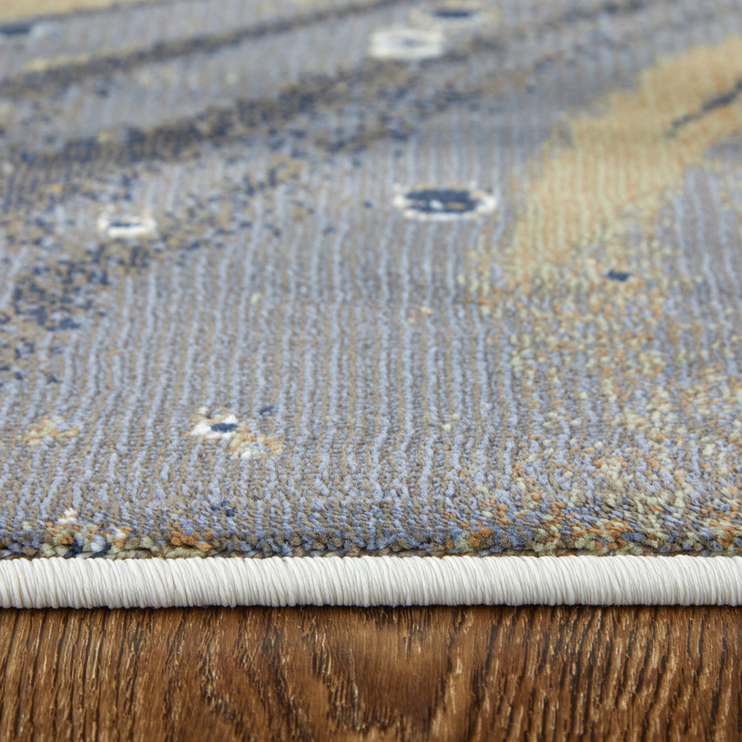 Mandana Modern/Bohemian & Eclectic Abstract/Watercolor Ivory/Taupe/Blue - Feizy Rug