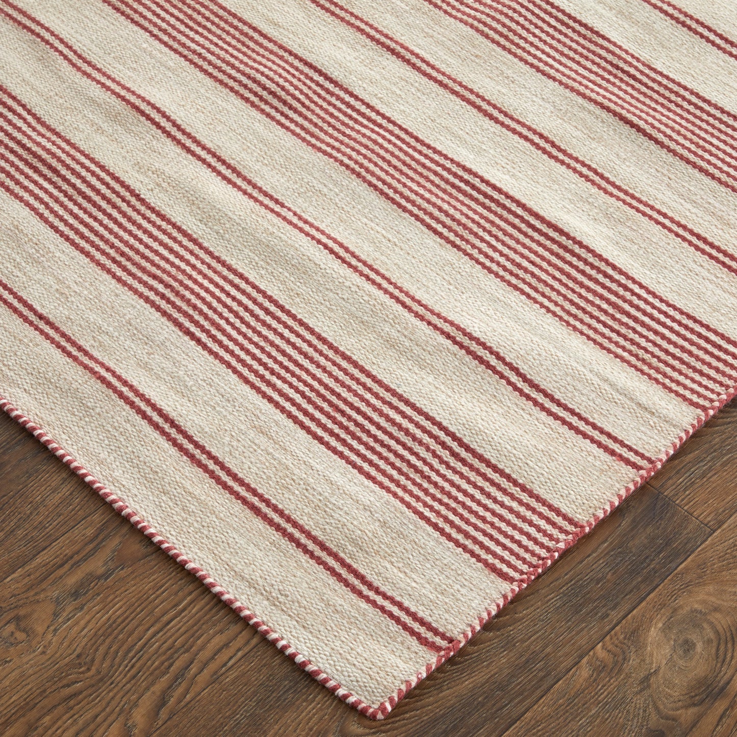 Duprine Transitional/Casual/Nautical & Coastal Stripes/Geometric Red/Ivory - Feizy Rug