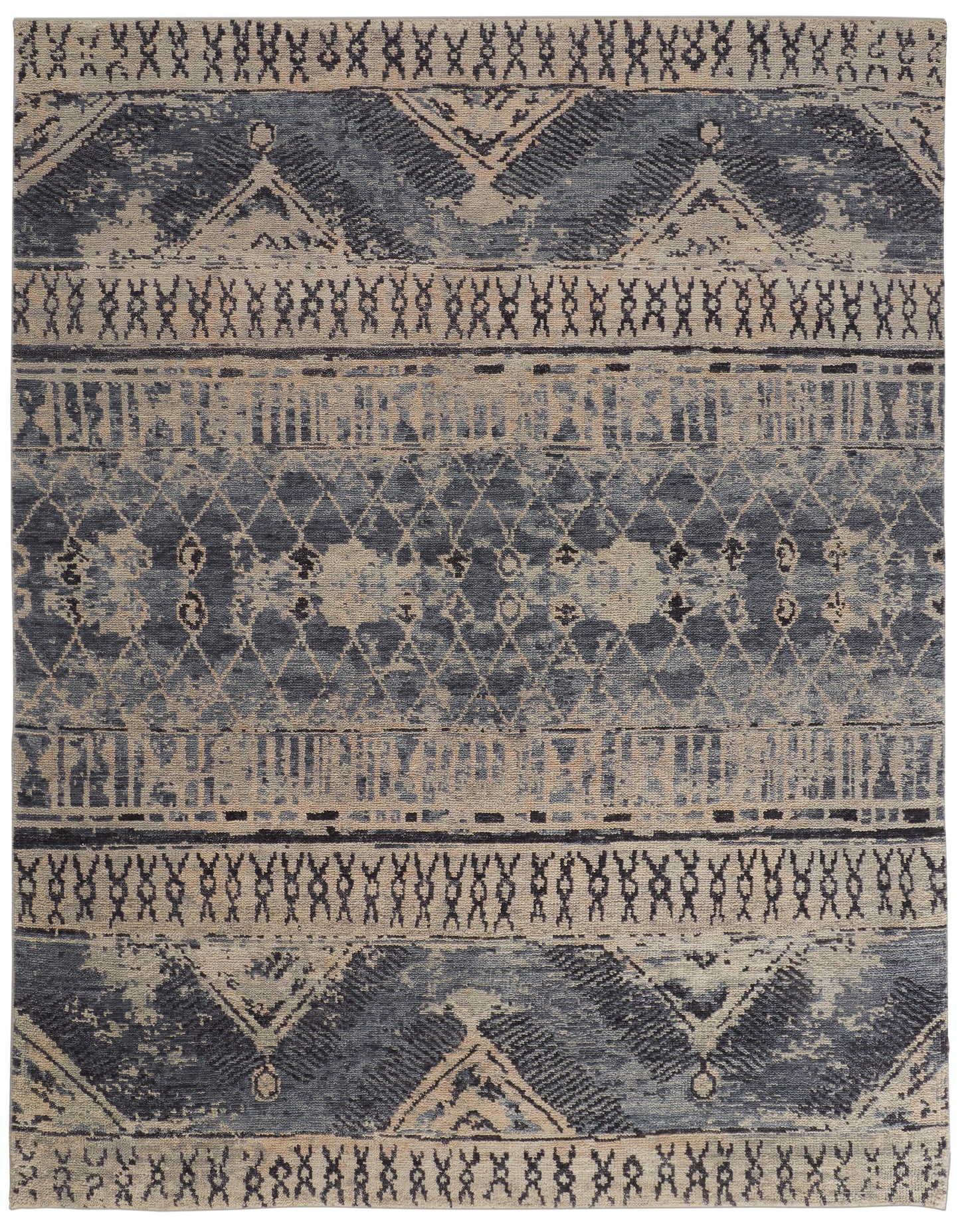 Palomar Transitional/Farmhouse/Casual Trellis & Lattice/Diamond Blue/Gray/Ivory - Feizy Rug
