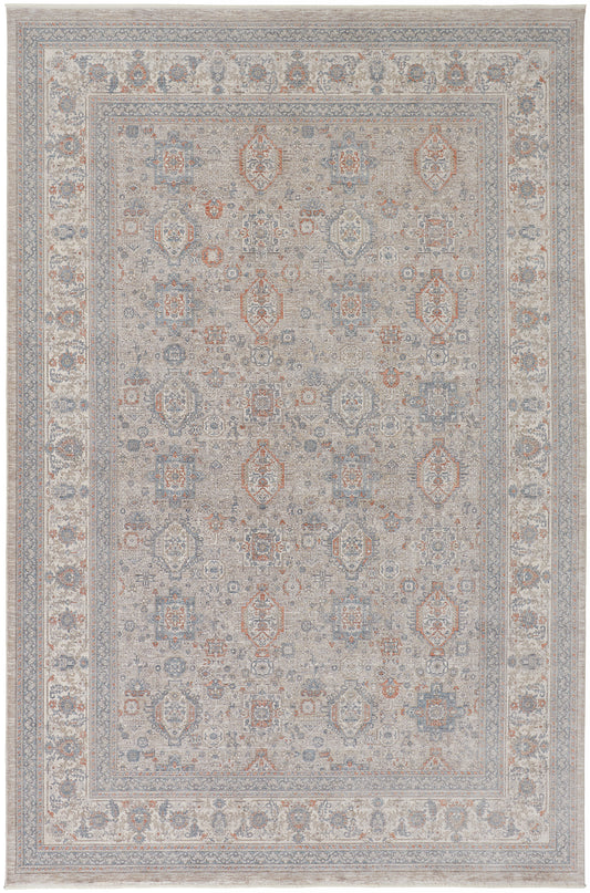 Marquette Transitional/Vintage/Casual Taupe/Silver/Blue Accent Rug