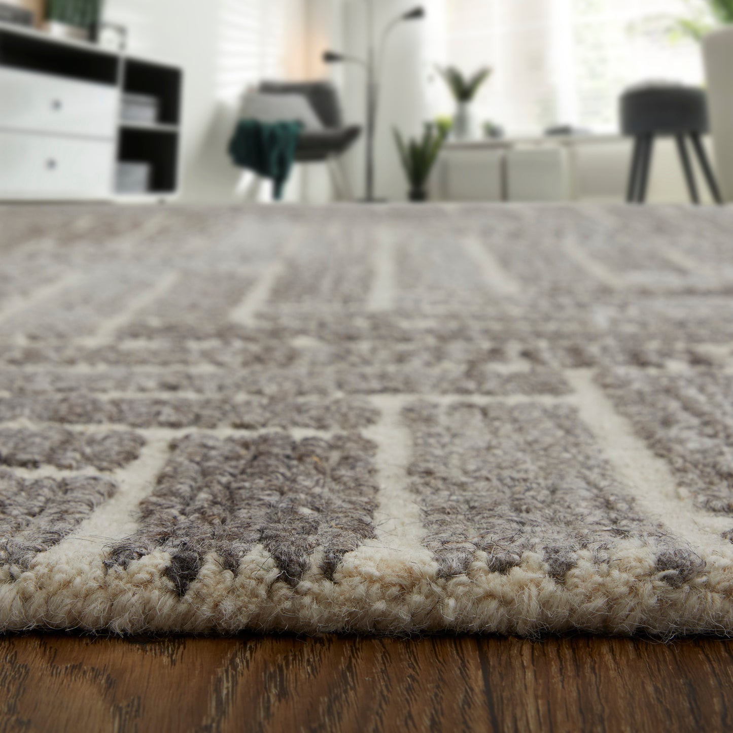 Asher Transitional/Casual/Industrial Geometric/Diamond Taupe/Gray/Tan - Feizy Rug