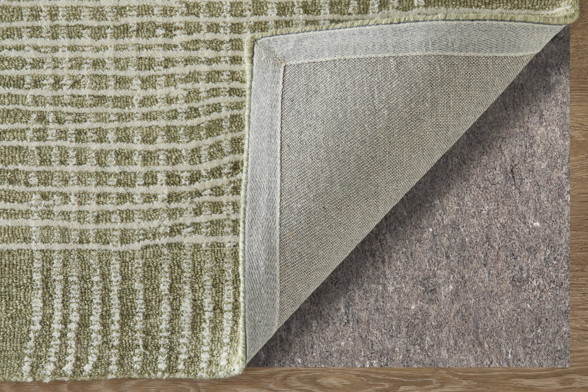 Winston Modern Plaid/Stripes Green/Ivory - Feizy Rug