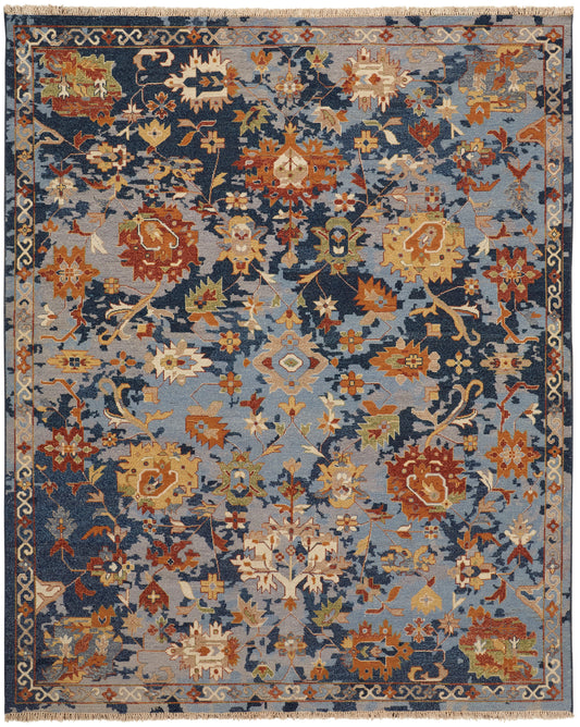 Leylan Transitional/Vintage/Bohemian & Eclectic Blue/Orange/Red Area Rug