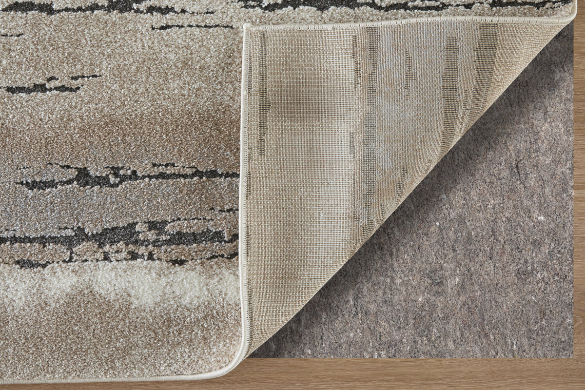 Gilmore Modern Stripes/Watercolor/Abstract Ivory/Gray/Green - Feizy Rug