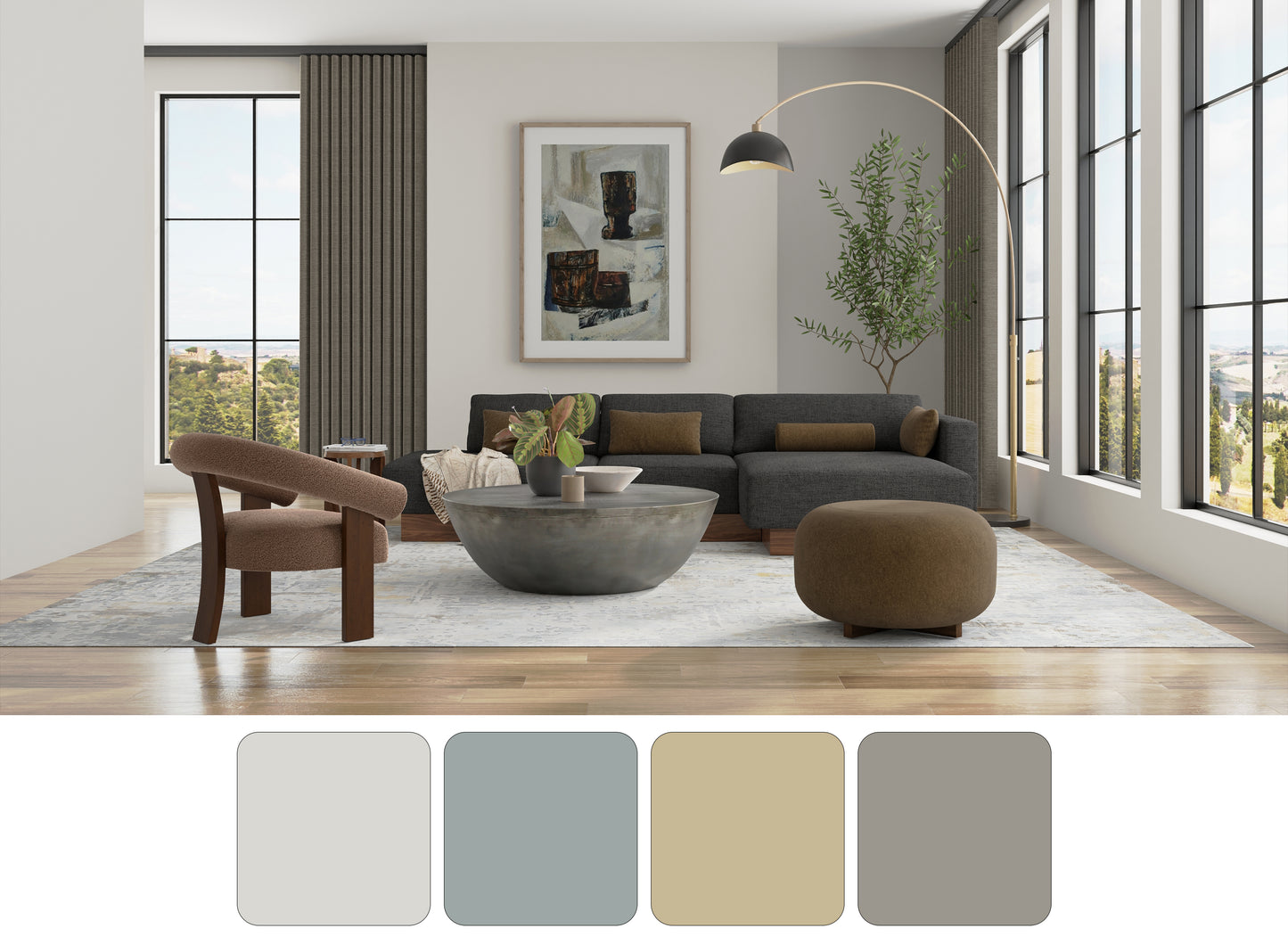 Braden Modern/Industrial/Casual Abstract/Watercolor Blue/Gray/Brown - Feizy Rug
