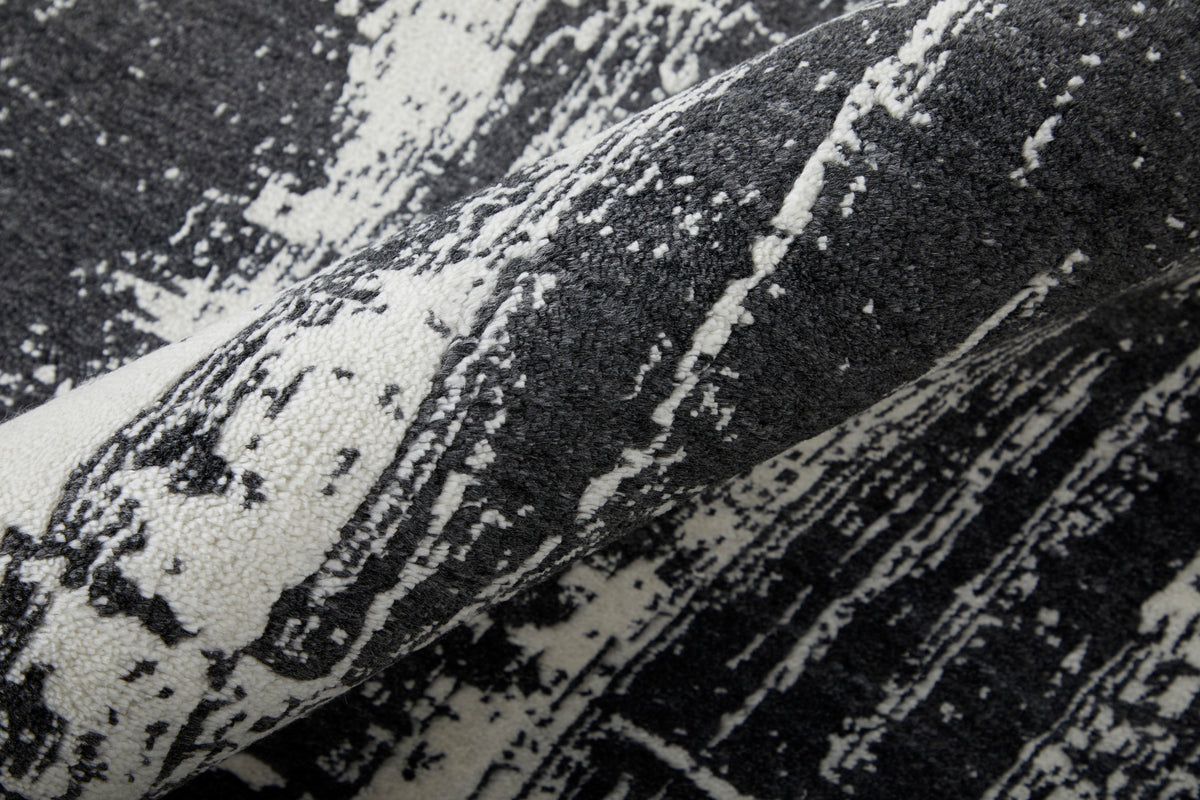 Coda Modern/Industrial/Global Abstract/Watercolor Black/White 8929 - Feizy Rug
