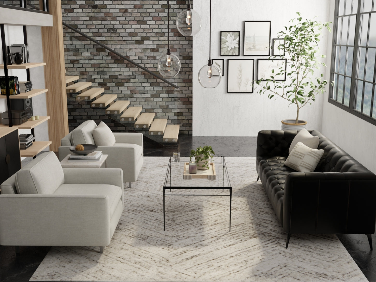 Vancouver Modern/Casual/Scandinavian Ivory/Tan/Brown Area Rug