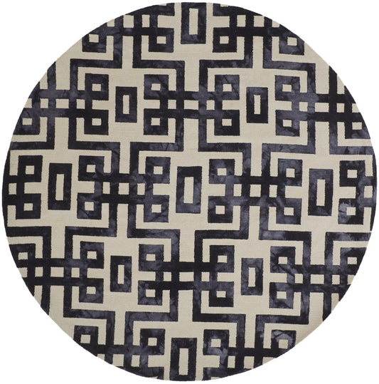 Lorrain Modern/Mid-Century Modern/Luxury & Glam Tan/Black Round Rug  Feizy Rugs LTL,Feizy Rugs,Lorrain,Tan/Black,10' x 10' Round,Round Rug,Wool,Modern/Mid-Century Modern/Luxury & Glam,India