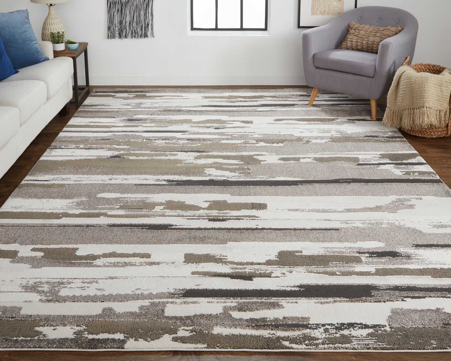 Vancouver Modern/Industrial Brown/Ivory Area Rug