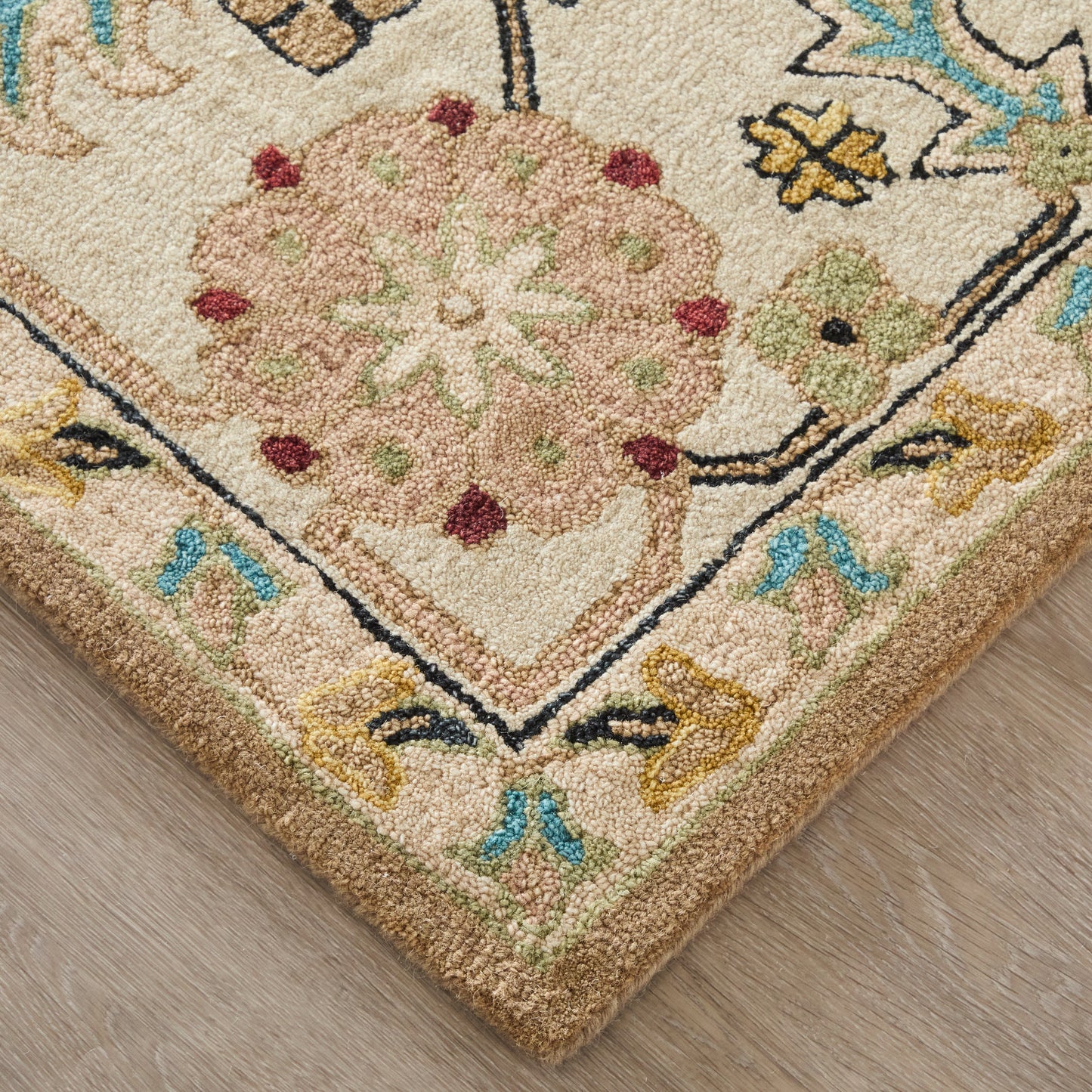 Springfield Traditional Floral & Botanical/Bordered Tan/Ivory/Blue - Feizy Rug