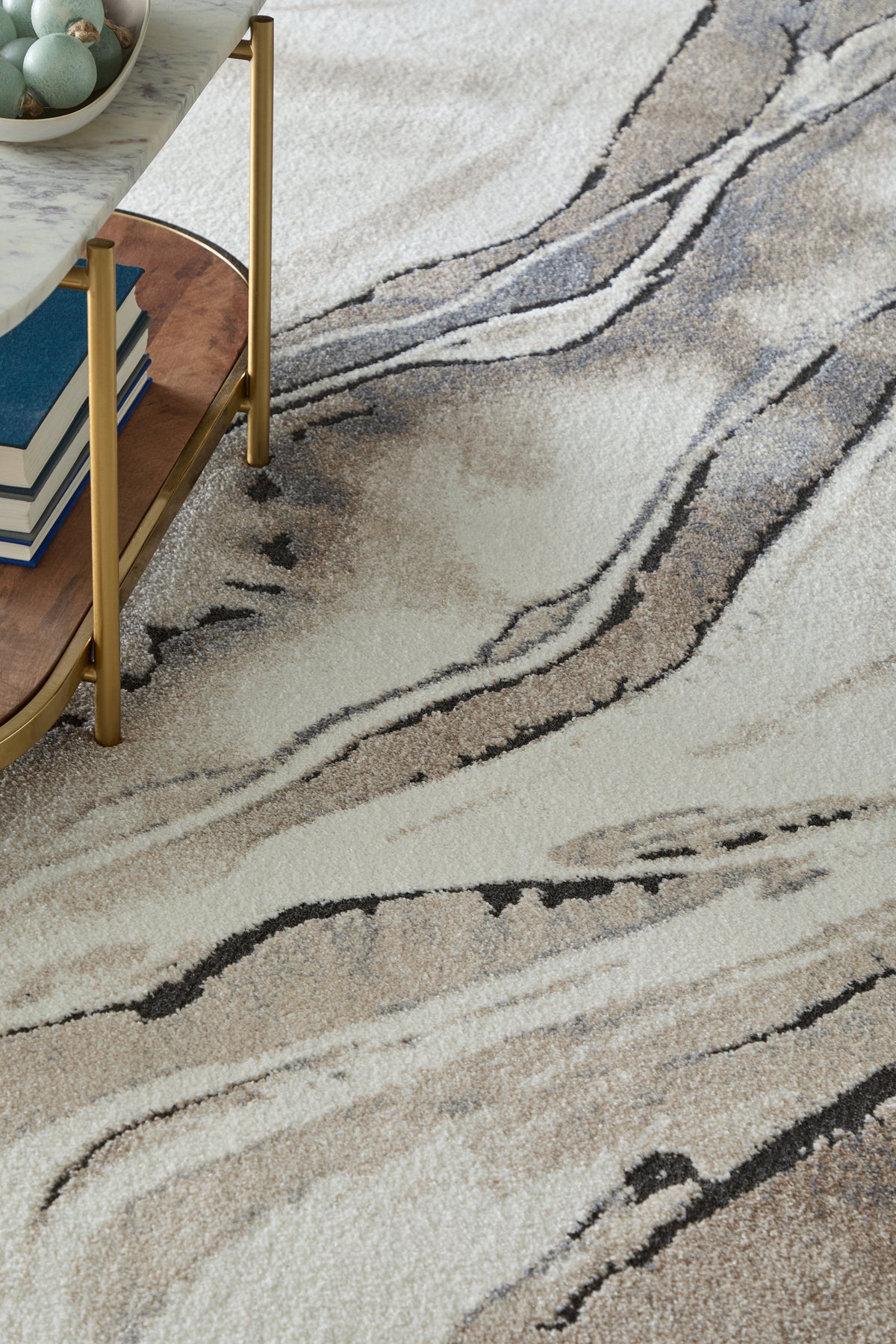 Gilmore Modern Abstract/Watercolor Ivory/Gray/Black - Feizy Rug