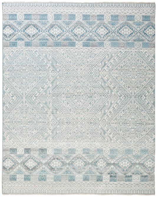 Payton Transitional/Farmhouse/Scandinavian Diamond/Trellis & Lattice Ivory/Blue/Gray - Feizy Rug
