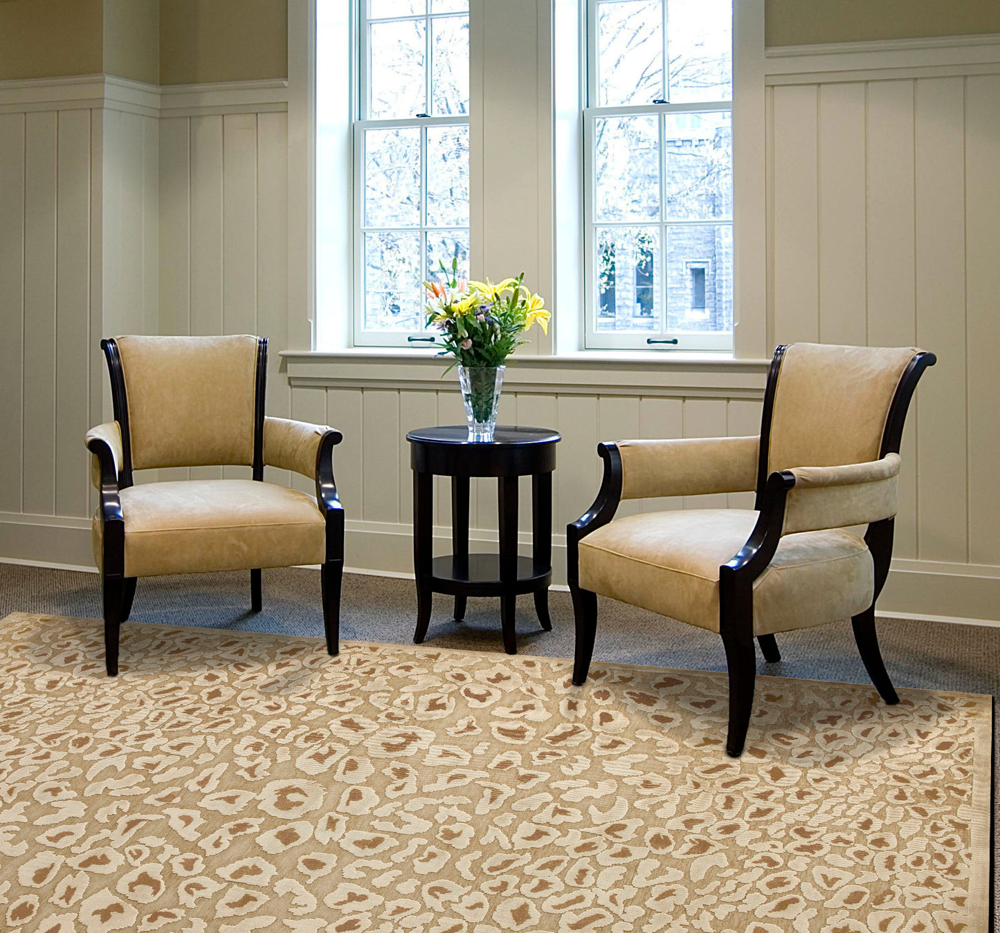 Saphir Transitional/Casual Abstract/Animal Print Tan/Brown - Feizy Rug