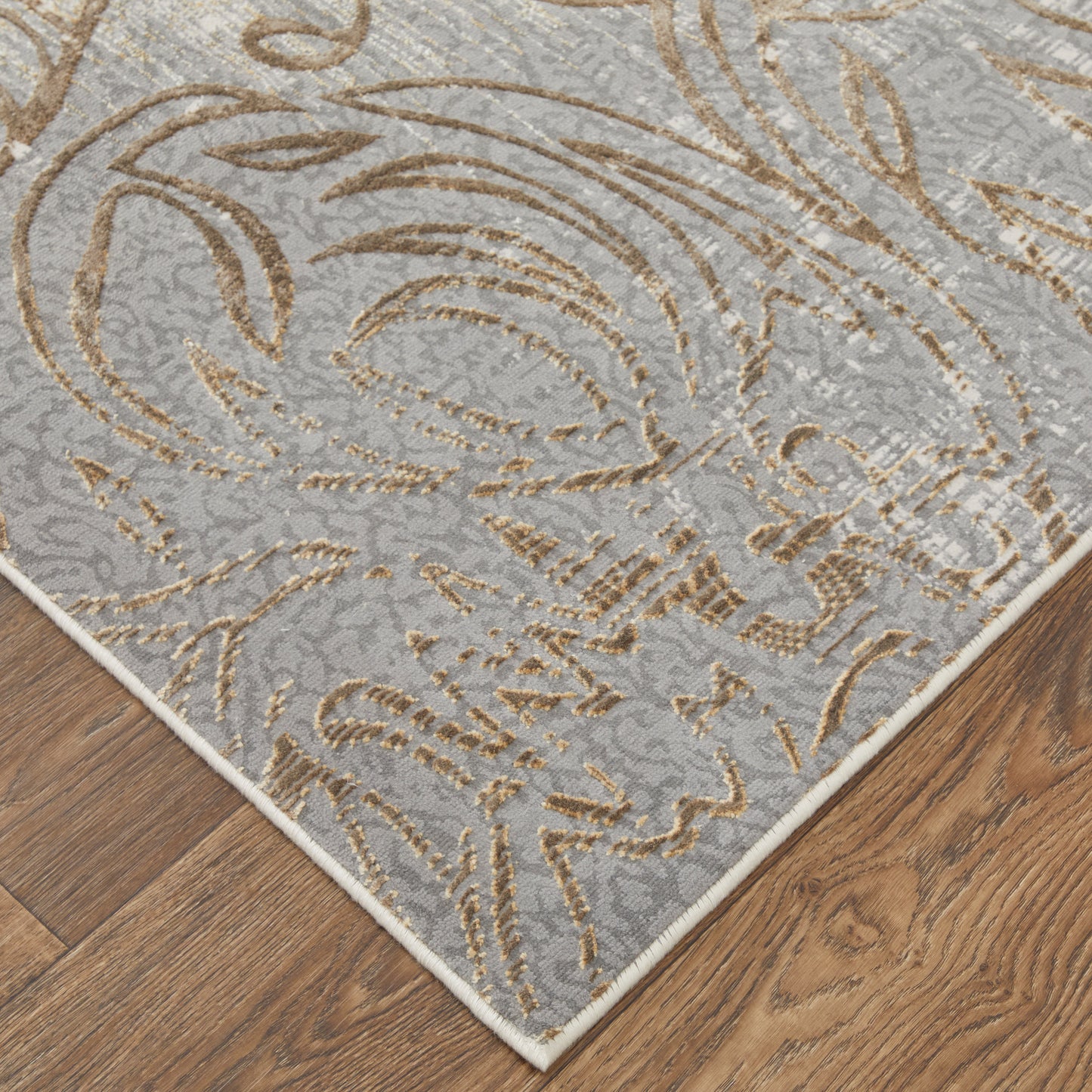 Celene Traditional/Vintage/Cottage Medallion/Scroll Silver/Tan/Gray - Feizy Rug