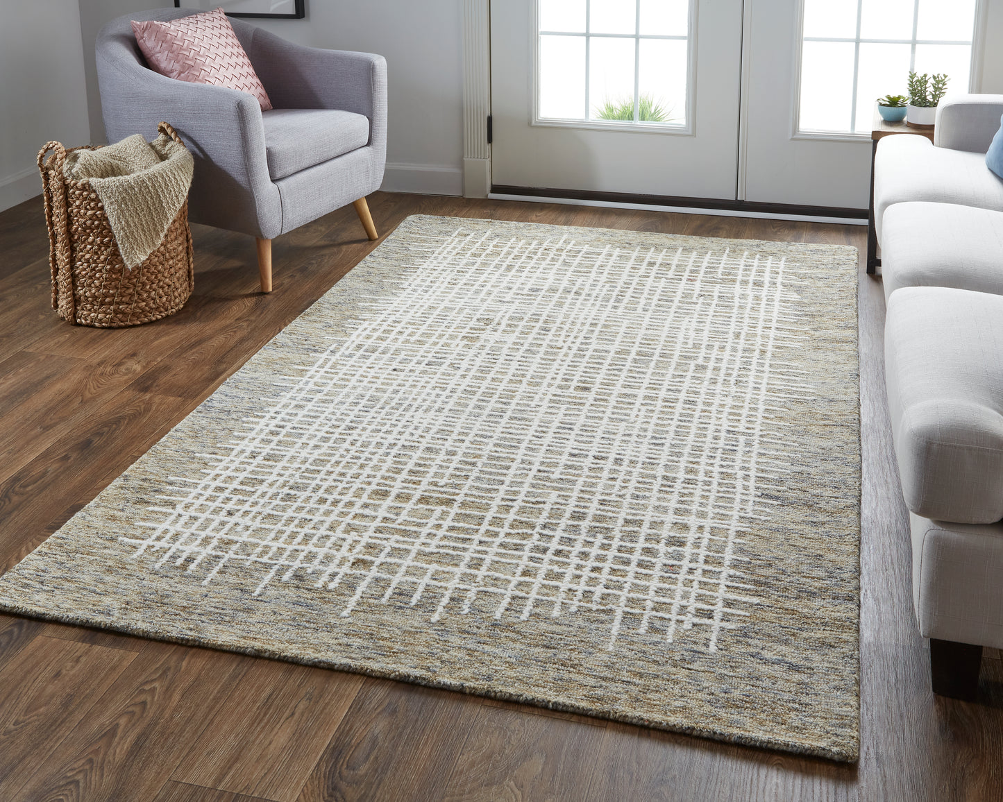 Maddox Transitional/Casual Abstract Tan/Ivory - Feizy Rug