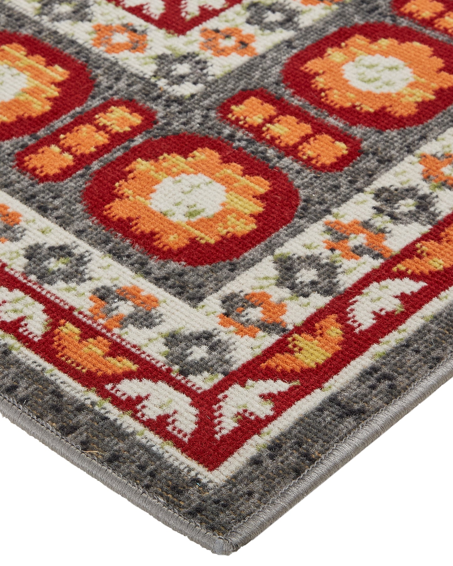 Foster Transitional/Classic/Bohemian & Eclectic Medallion/Bordered Orange/Gray - Feizy Rug