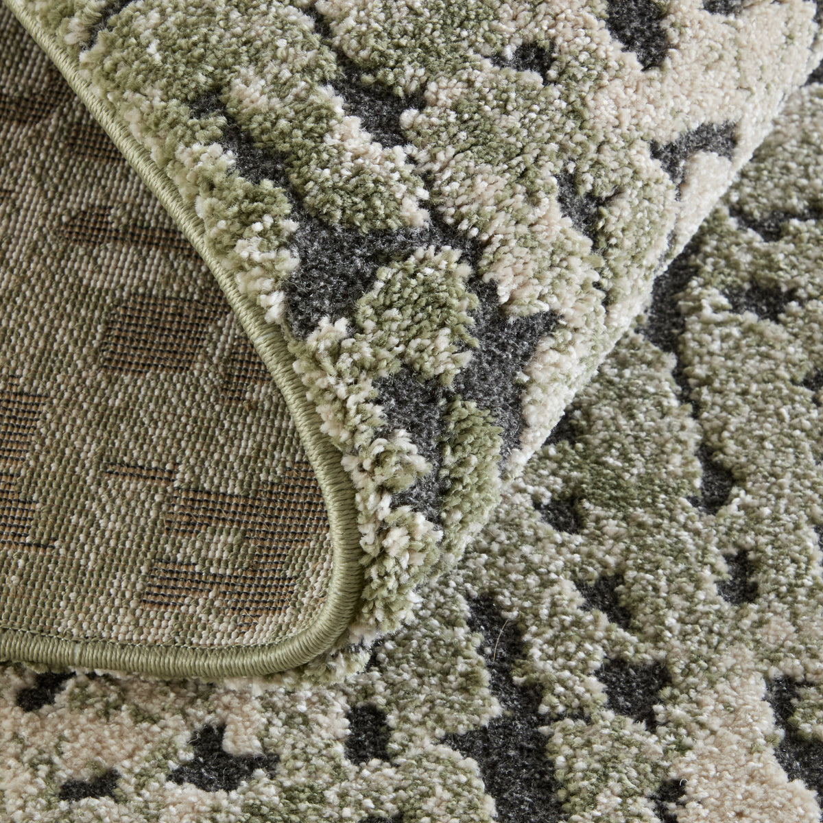 Gilmore Modern Abstract/Checkered Green/Ivory/Black - Feizy Rug