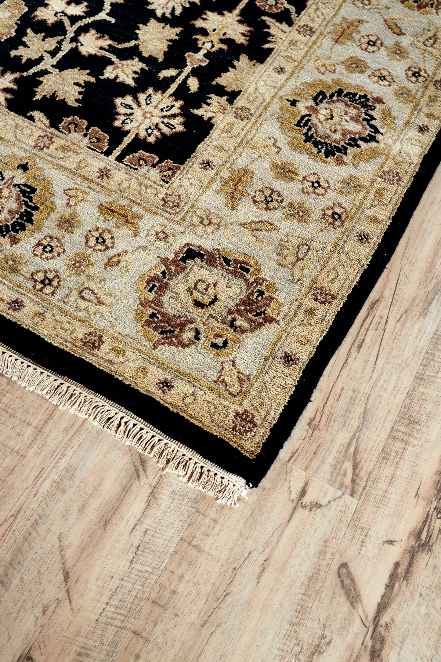 Drake Traditional/Vintage/Classic Oriental/Floral & Botanical Black/Gold - Feizy Rug