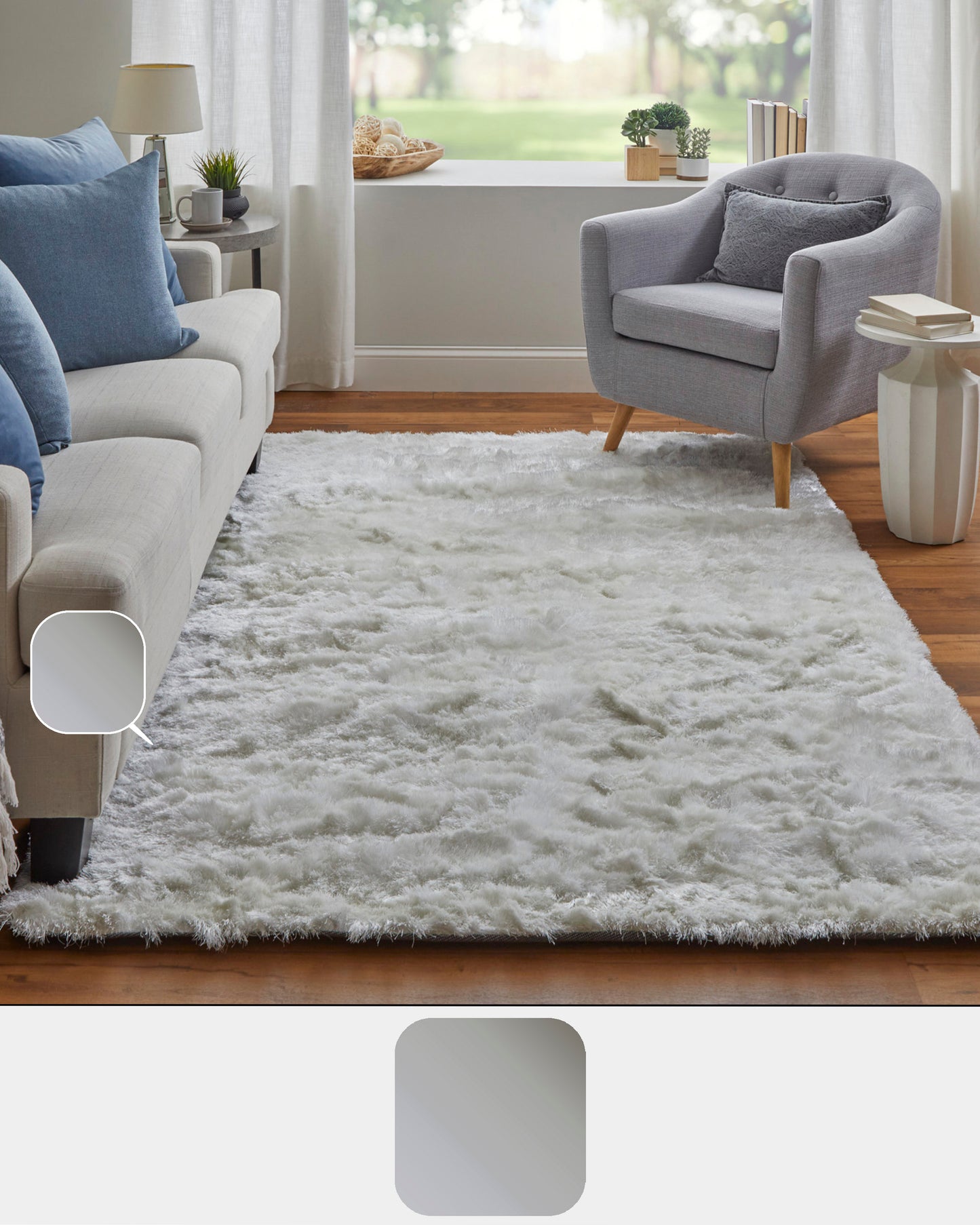 Indochine Modern/Luxury & Glam/Casual Solid White - Feizy Rug