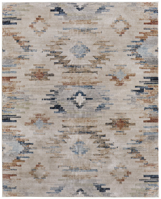 Melrose Traditional Diamond/Southwestern Ivory/Blue/Brown - Feizy Rug