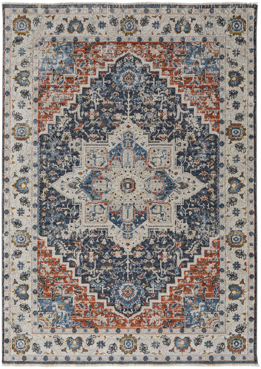 Kaia Transitional/Bohemian & Eclectic/Vintage Ivory/Blue/Red Area Rug  Feizy Rugs LTL,Feizy Rugs,Kaia,Ivory/Blue/Red,12' x 15',Area Rug,Polypropylene/Viscose/Polyester,Transitional/Bohemian & Eclectic/Vintage,Turkey