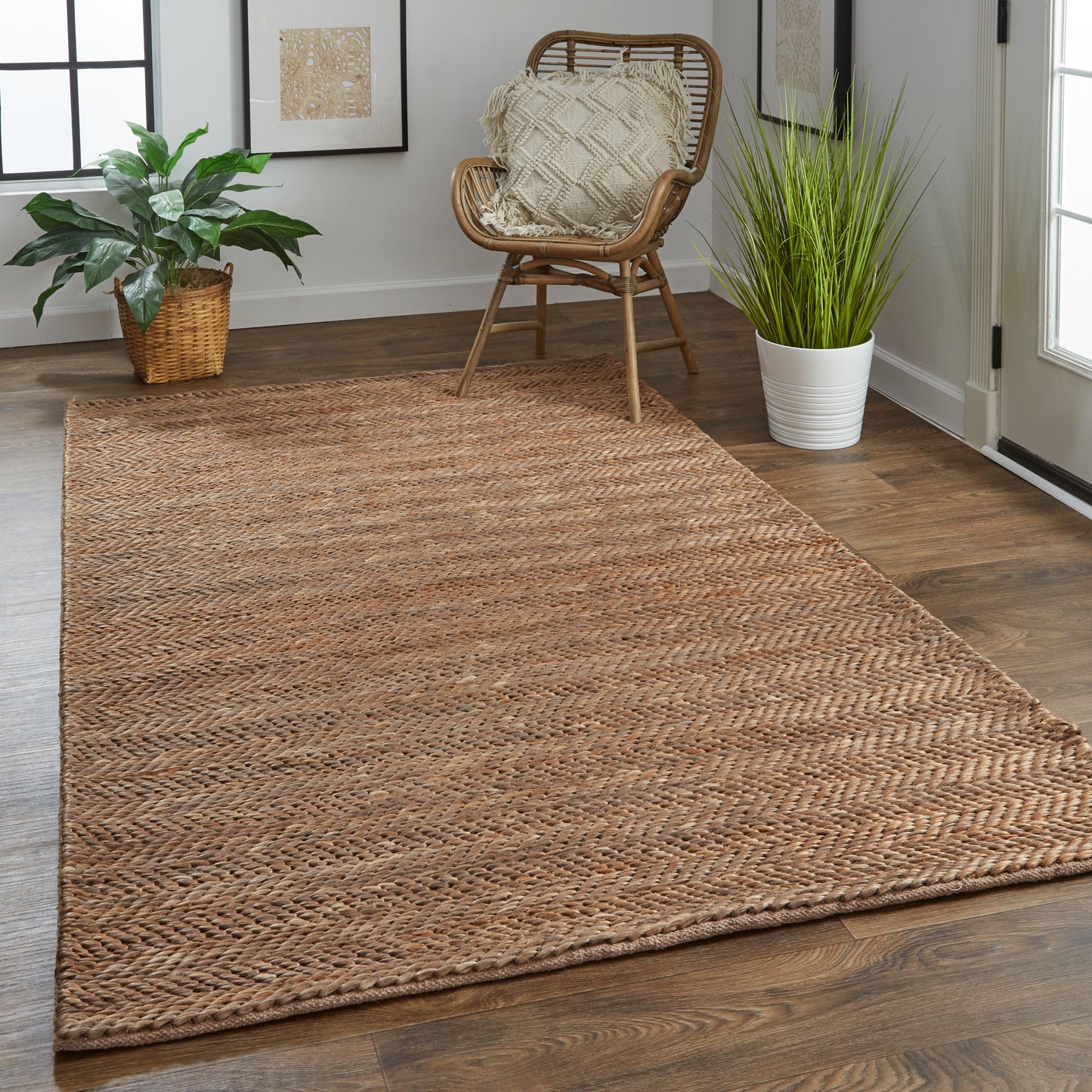 Kaelani Transitional/Casual Geometric/Solid Brown/Gray - Feizy Rug