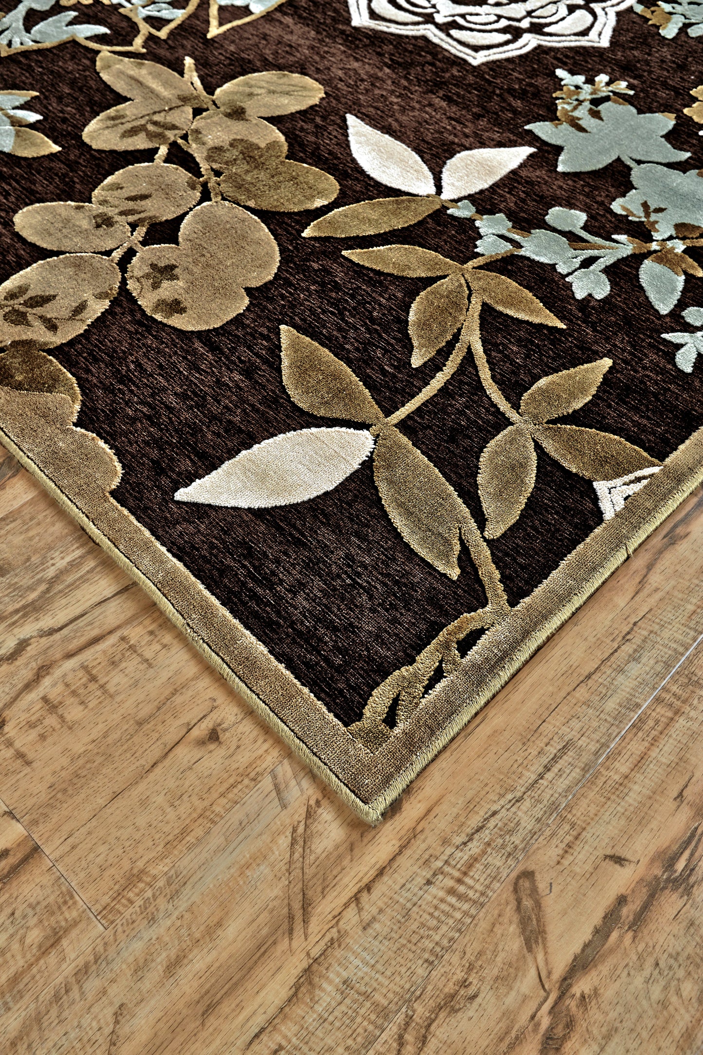 Saphir Mah Modern/Casual/Cottage Floral & Botanical/Paisley Brown/Green/Ivory - Feizy Rug