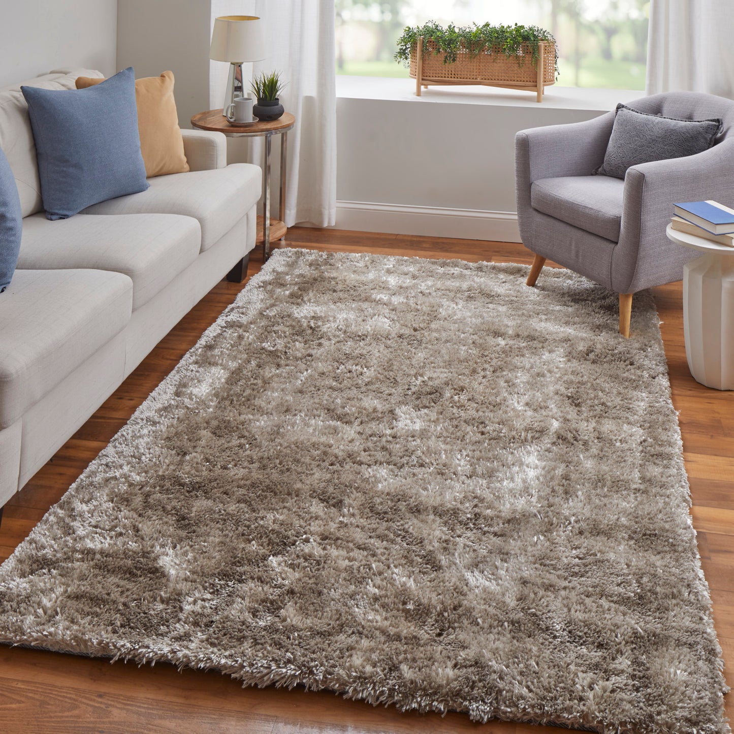 Blunham Modern/Luxury & Glam Solid Gold/Green - Feizy Rug