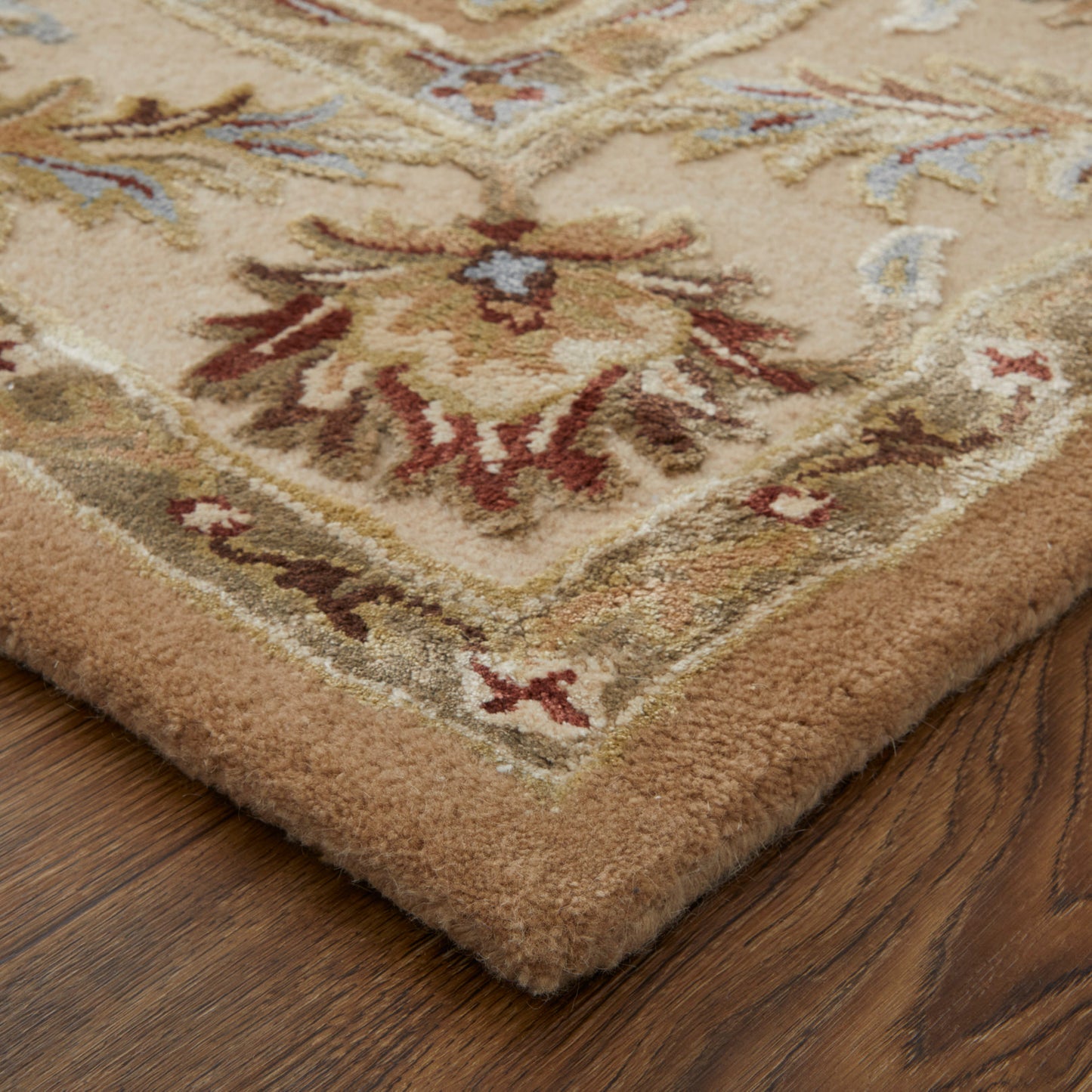 Prescott Traditional/French & Victorian/Bohemian & Eclectic Floral & Botanical/Bordered Tan/Ivory - Feizy Rug