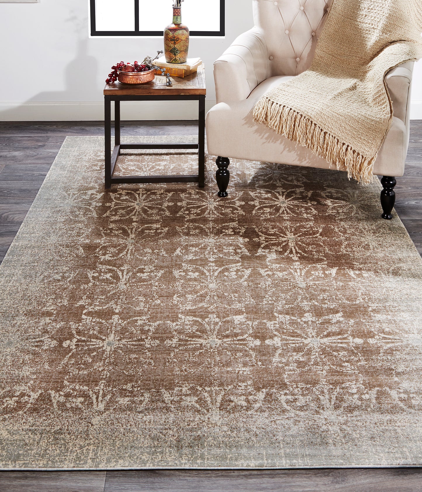 Fiona Transitional/Bohemian & Eclectic/Global Geometric/Abstract Brown/Ivory/Gray - Feizy Rug