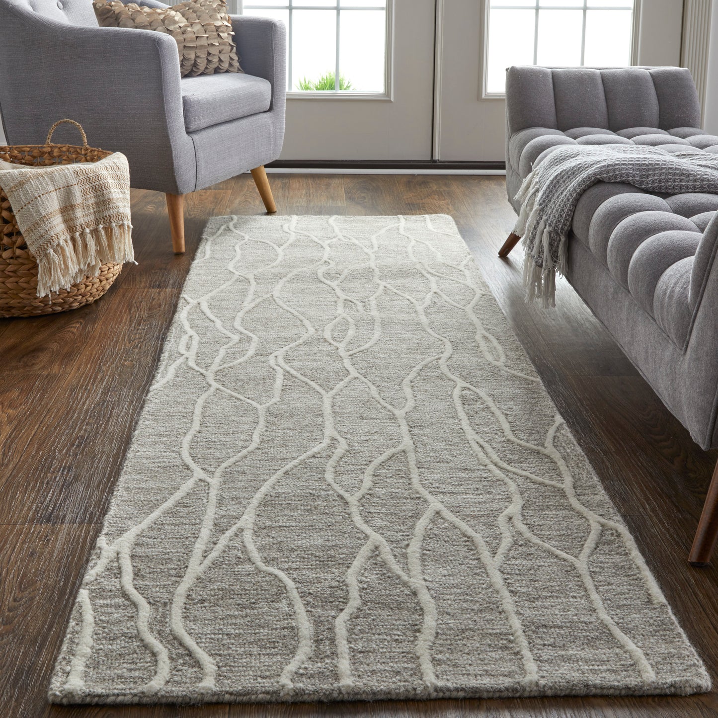 Enzo Transitional/Casual/Natural Abstract Taupe/Ivory - Feizy Rug
