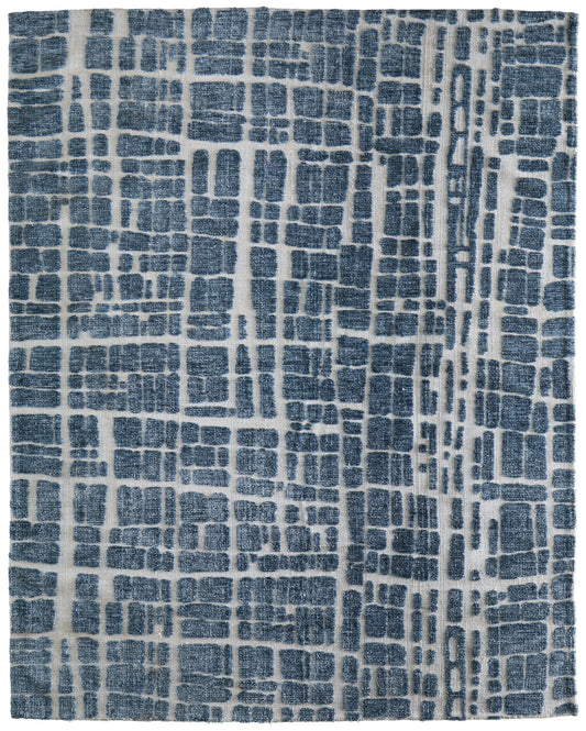 Colton Modern/Bohemian & Eclectic/Industrial Abstract/Geometric/Stripes Blue/Ivory - Feizy Rug