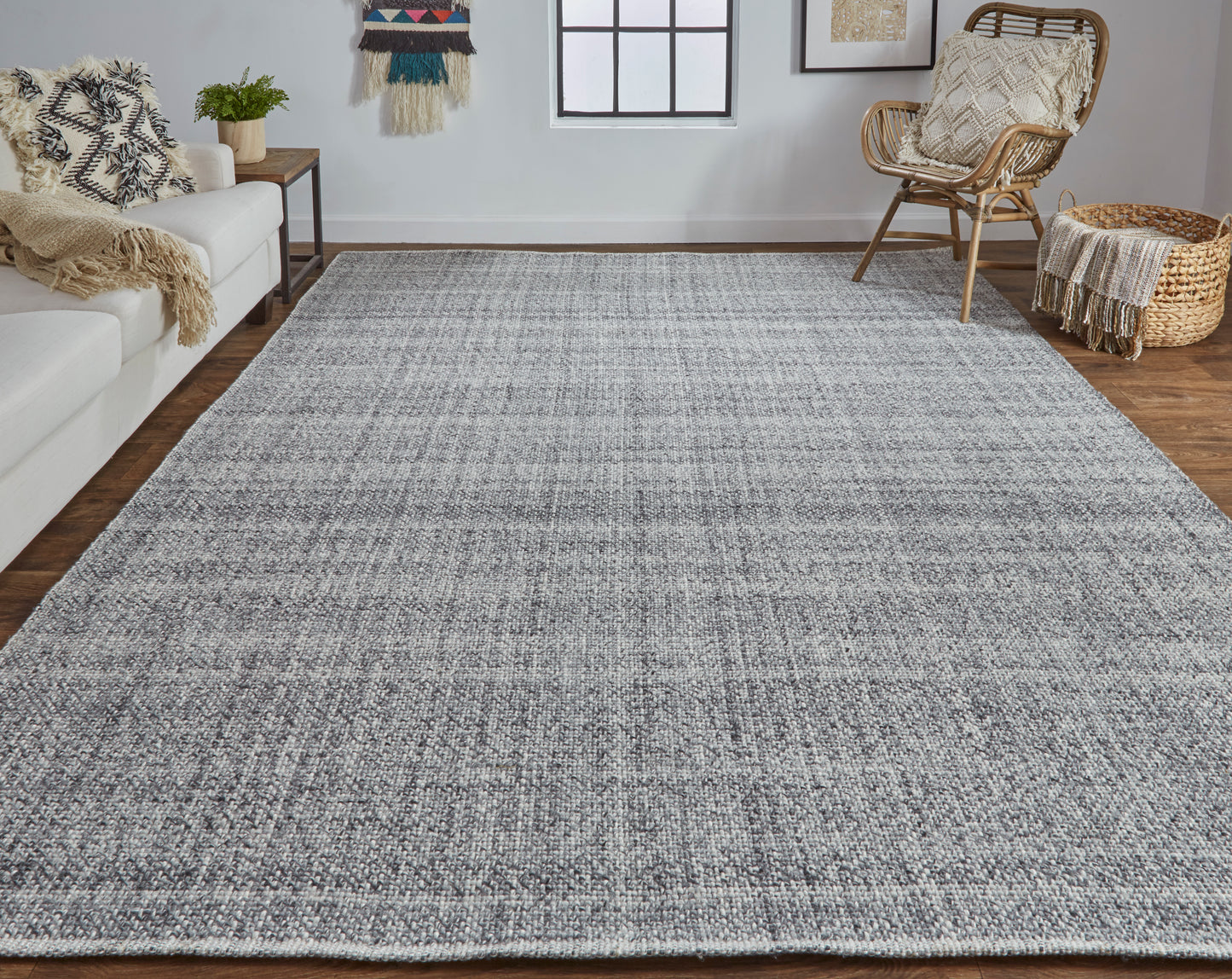 Naples Transitional/Casual/Nautical & Coastal Solid/Stripes Gray/Ivory - Feizy Rug
