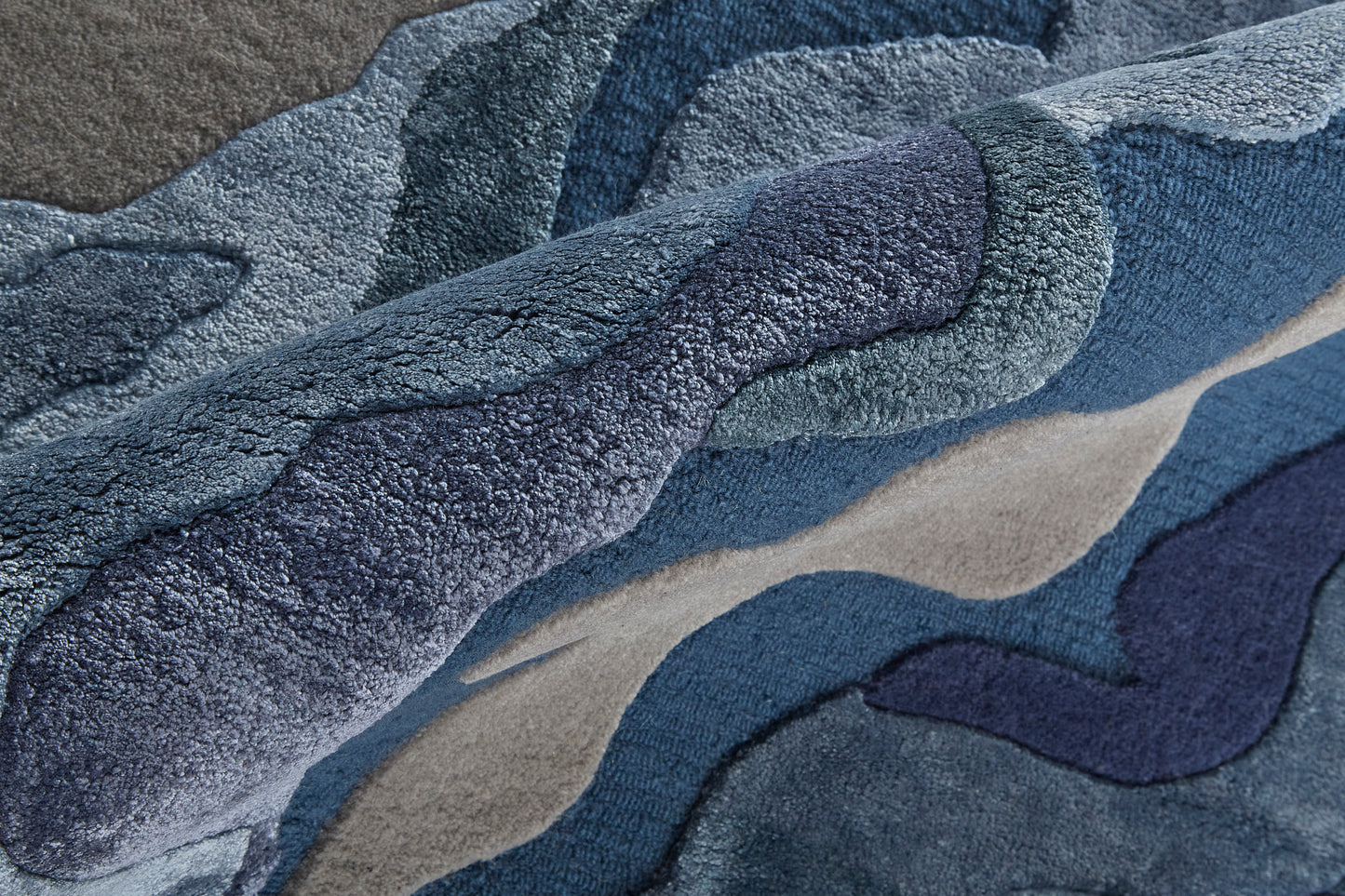 Serrano Transitional/Industrial/Casual Abstract/Watercolor Gray/Taupe/Blue - Feizy Rug