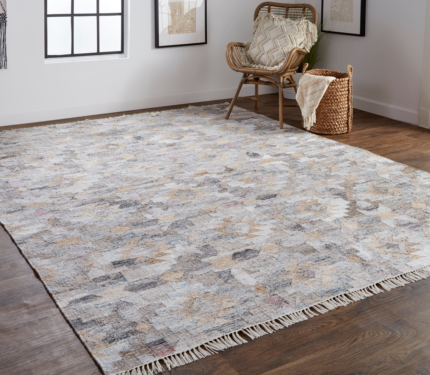 Beckett Transitional/Casual/Rustic Moroccan/Medallion Taupe/Gray/Blue - Feizy Rug