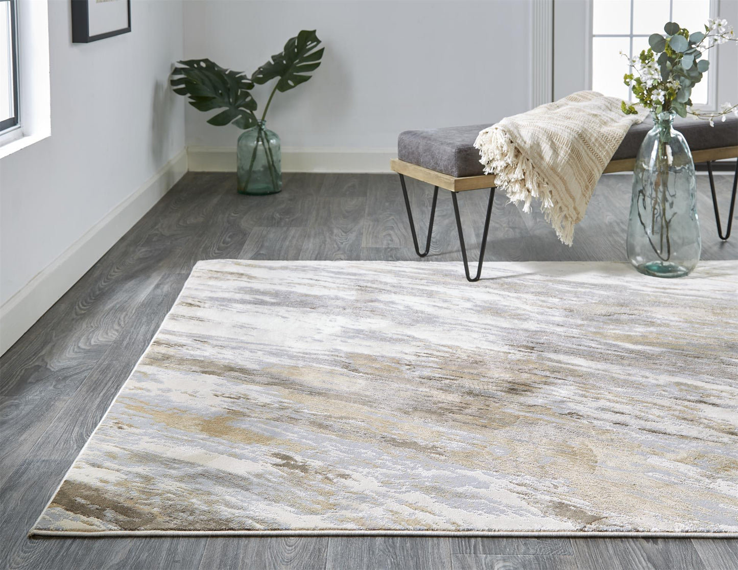 Parker Transitional/Casual Abstract Ivory/Tan/Brown - Feizy Rug