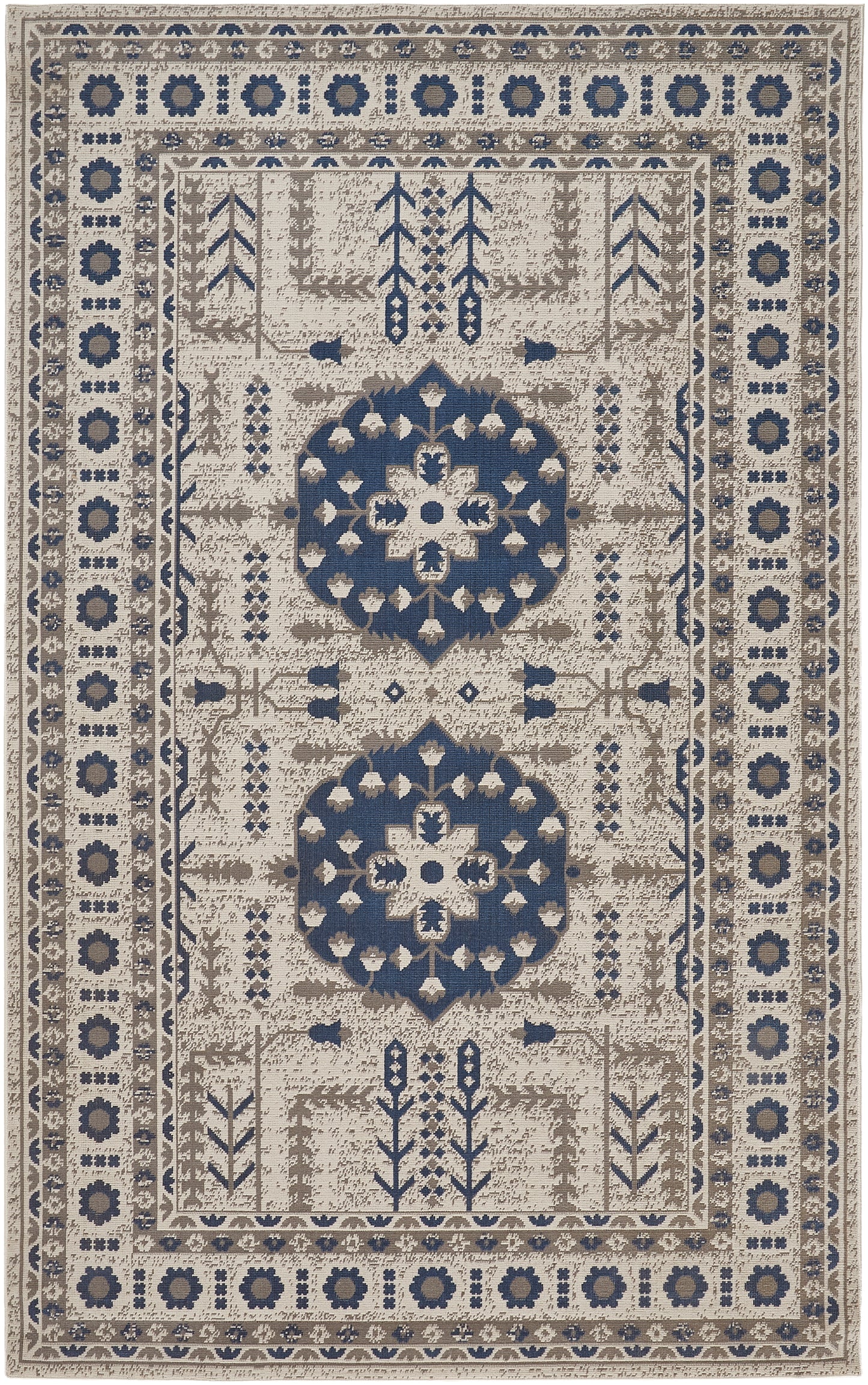 Foster Transitional/Classic/Bohemian & Eclectic Medallion/Bordered Blue/Gray/Ivory - Feizy Rug