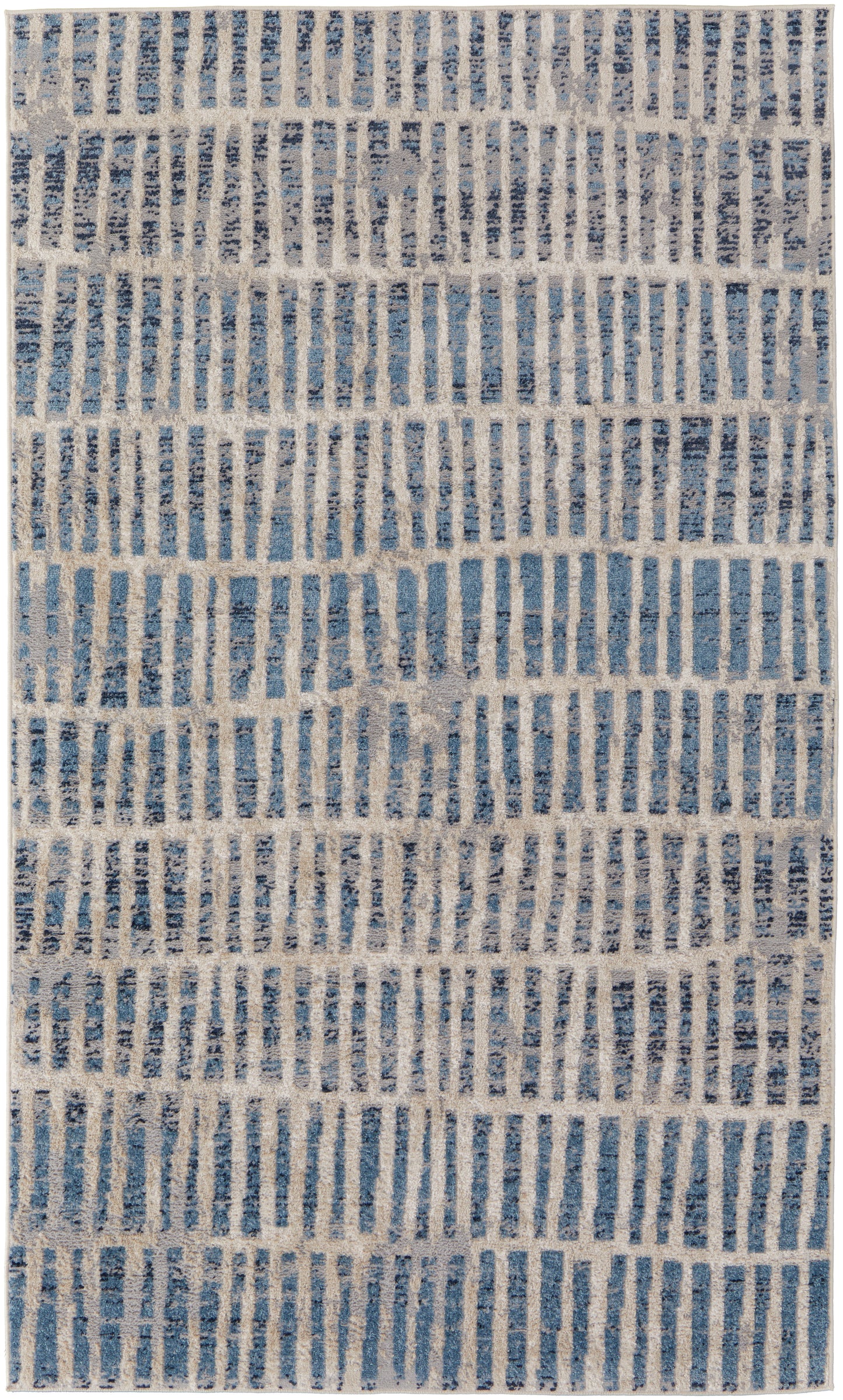 Camellia Transitional/Mid-Century Modern/Global Geometric/Moroccan/Distressed Blue/Ivory - Feizy Rug
