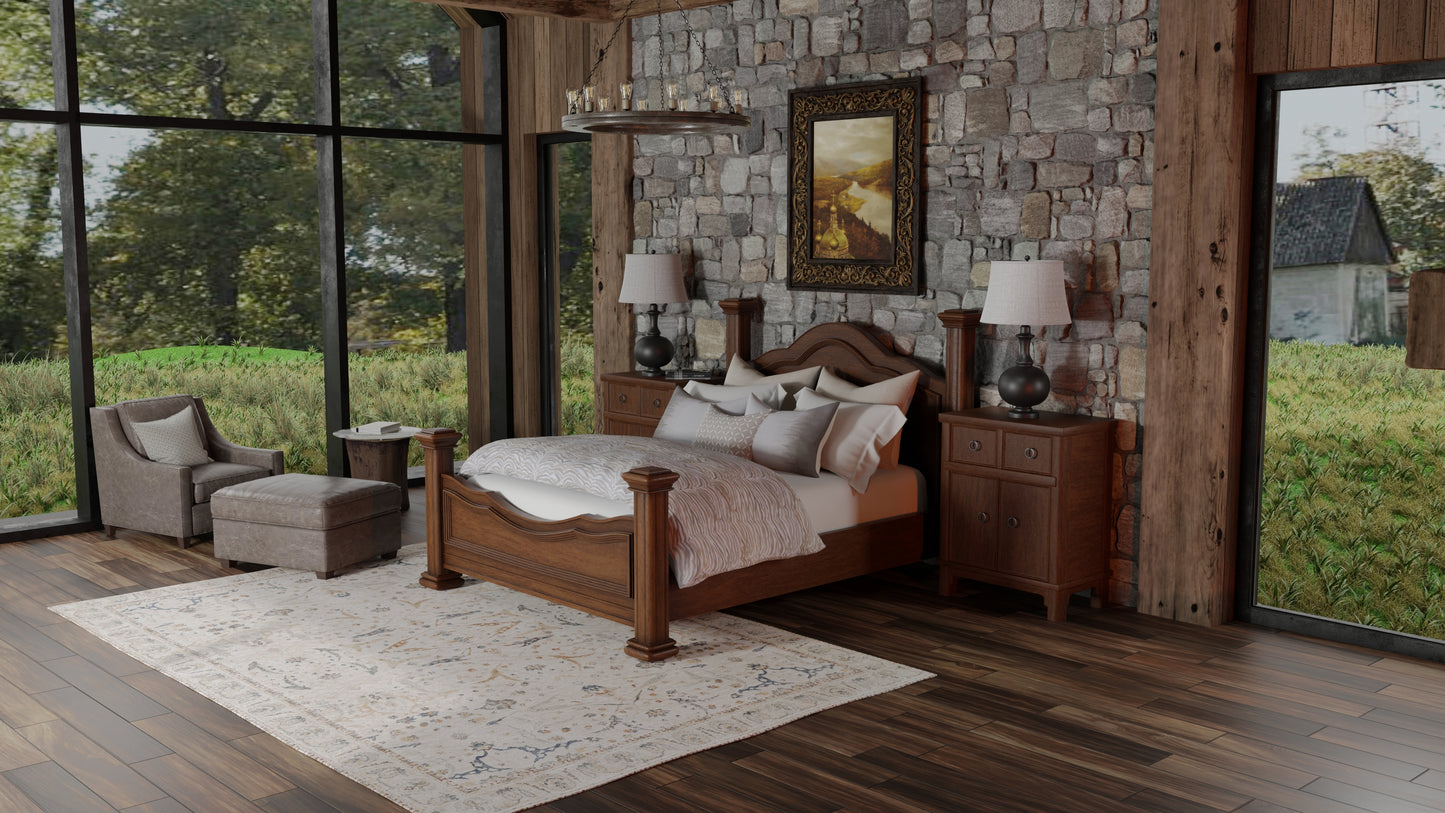 Pasha Transitional/Bohemian & Eclectic/Craftsman Ivory/Blue/Red Area Rug