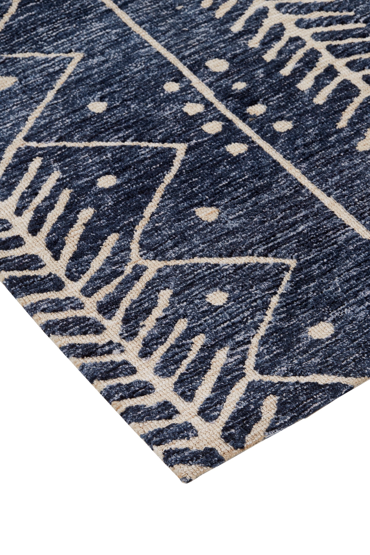 Colton Modern/Moroccan/Bohemian & Eclectic Geometric/Stripes Blue/Ivory - Feizy Rug