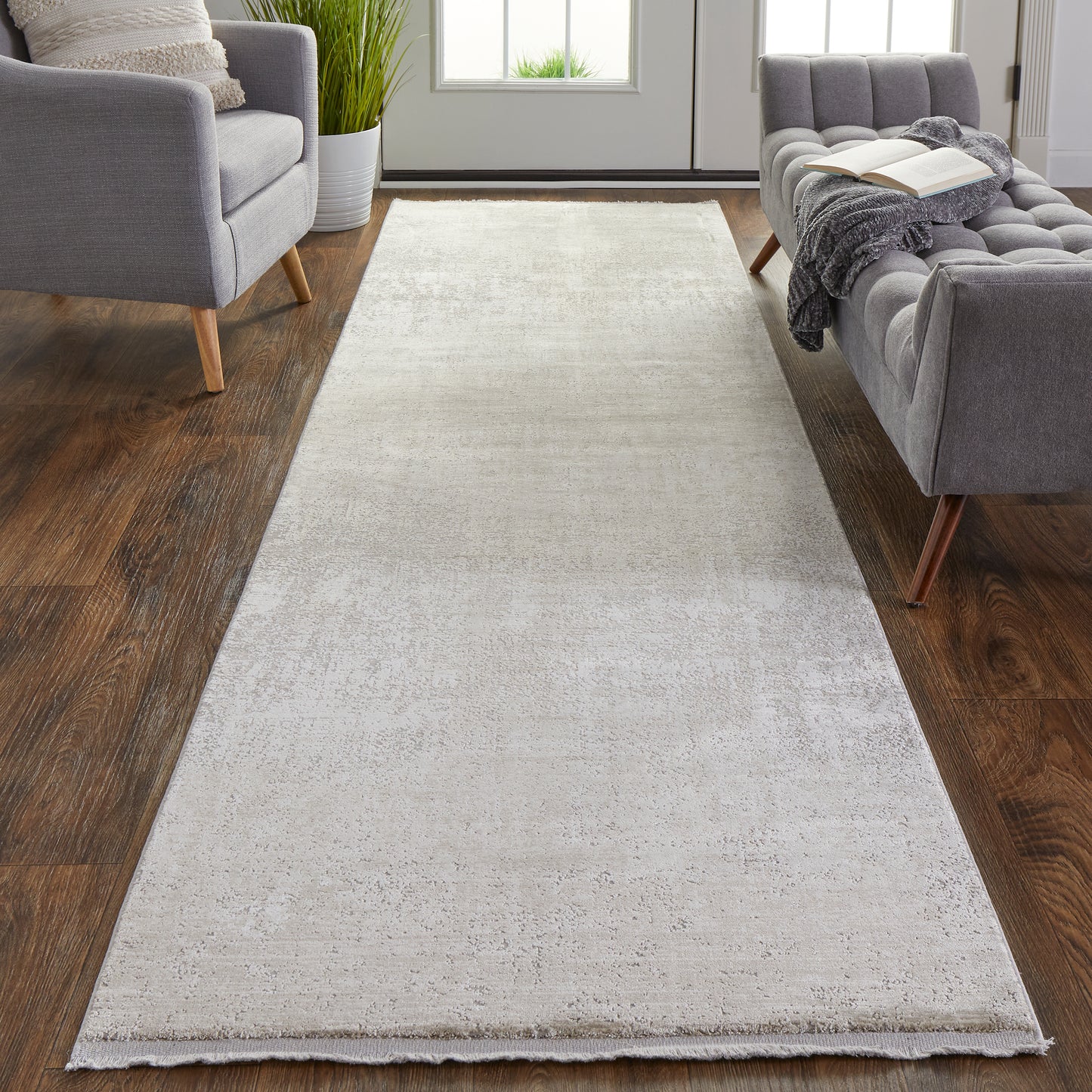 Cadiz Modern/Casual Tan/Ivory/Gray Runner  Feizy Rugs Small Parcel,Feizy Rugs,Cadiz,Tan/Ivory/Gray,3'1" x 10',Runner,Viscose/Acrylic,Modern/Casual,Turkey