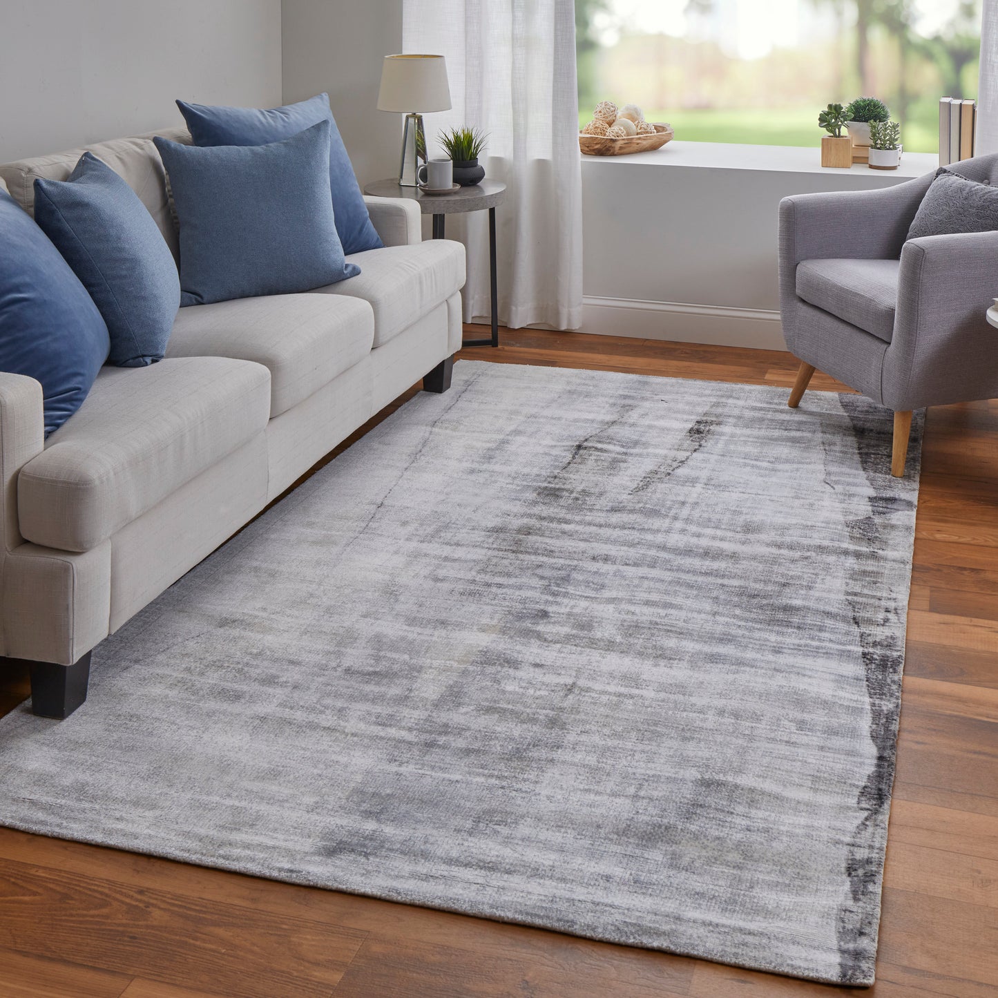 Emory Modern/Luxury & Glam/Casual Abstract/Watercolor Gray/Taupe/Ivory - Feizy Rug